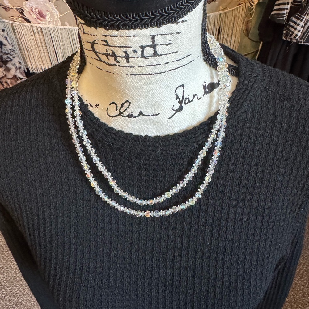 Vintage Aurora Borealis Crystal Necklace: Double Strand
Rhinestone Beads